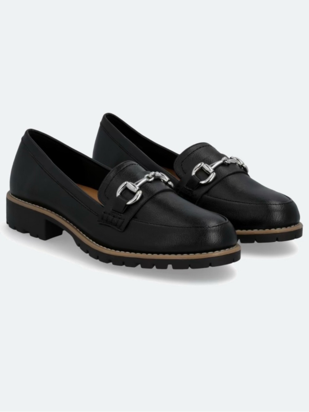 DV by Dolce Vita Black Leather Loafers with Silver Bit